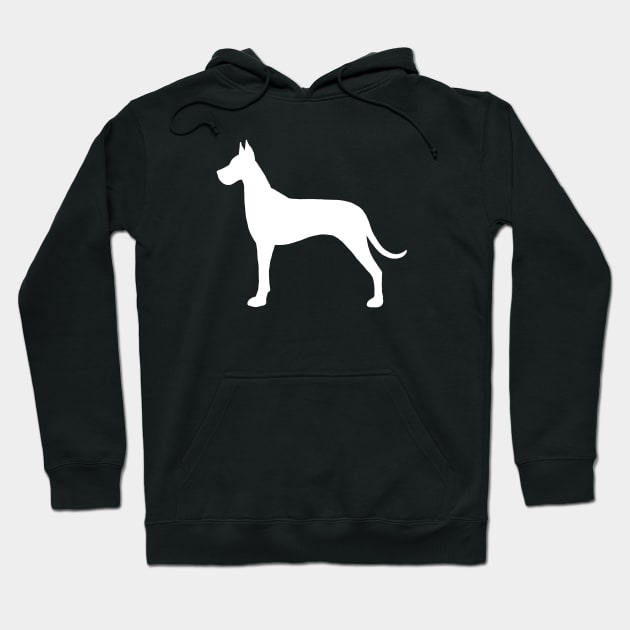 White Great Dane Silhouette Hoodie by Coffee Squirrel